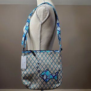 Vera Bradley Go Fish Blue Beach Crossbody straw
